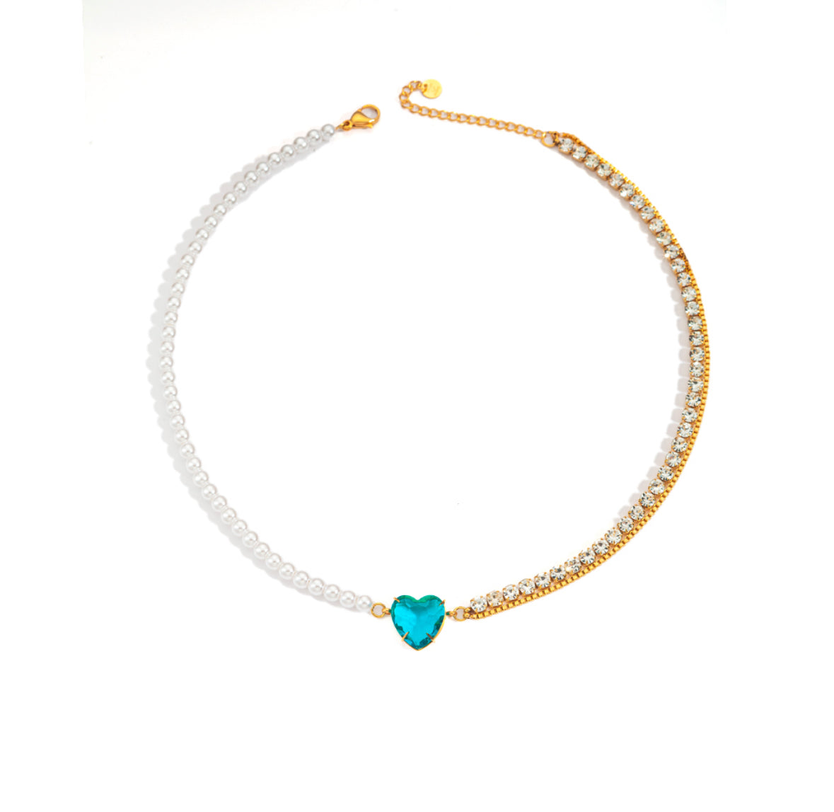 Collier cœur bleu les precieuses