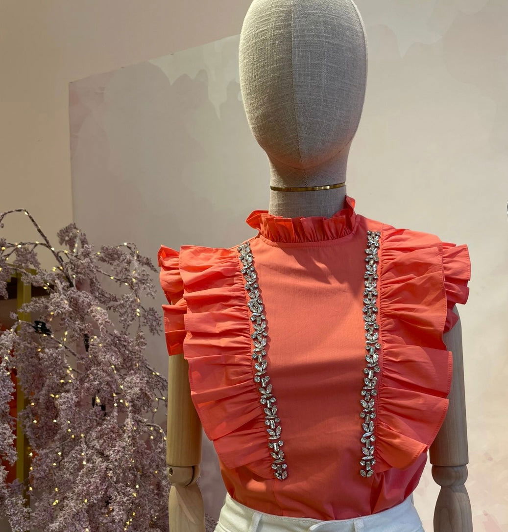 Blouse corail strass - - - #tag1#