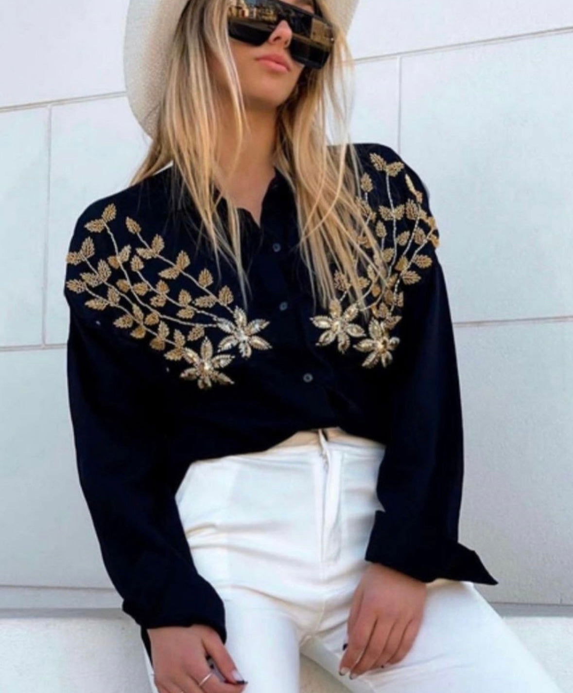 Chemise brodé perles - les precieuses