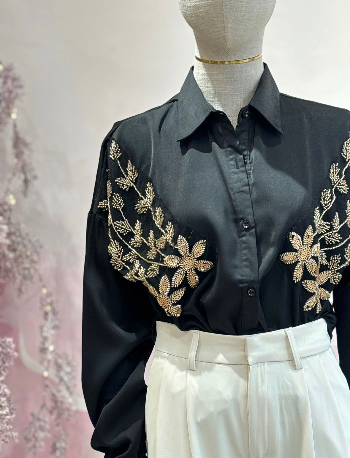 Chemise brodé perles - les precieuses