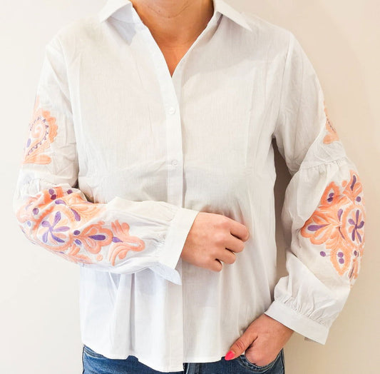 Chemise manche brodé - les precieuses