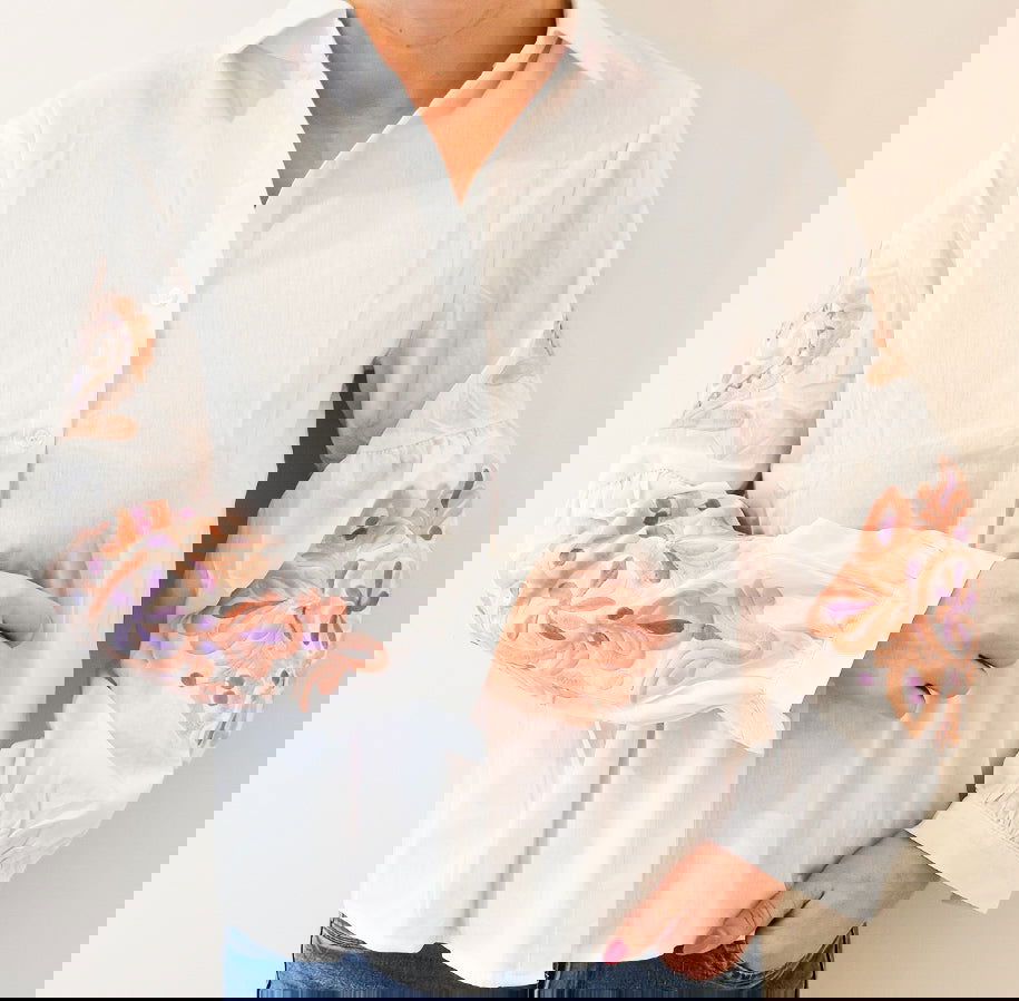 Chemise manche brodé - les precieuses