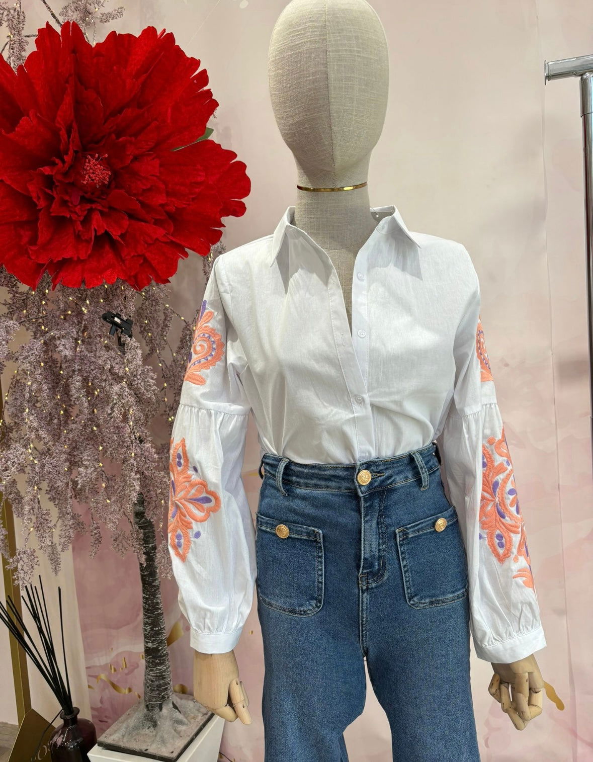 Chemise manche brodé - les precieuses