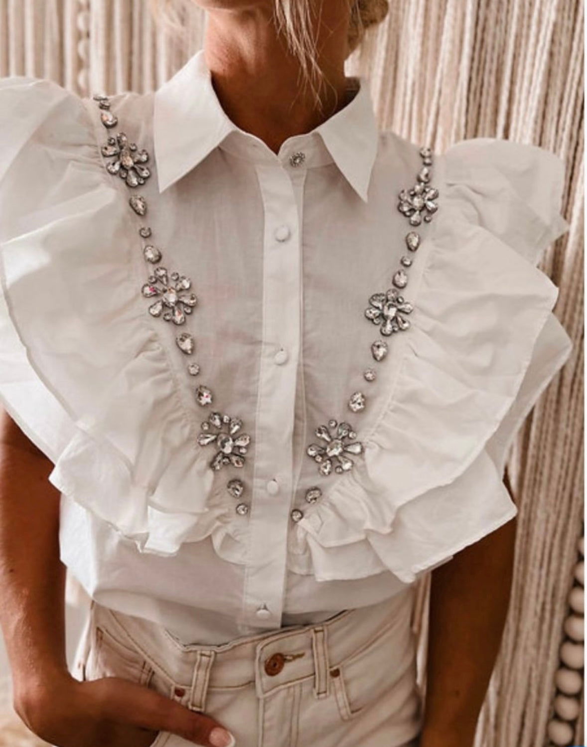 Chemise volant et strass - les precieuses