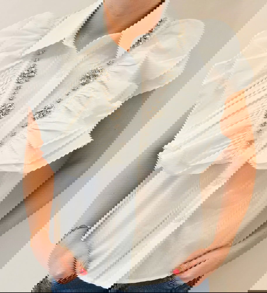 Chemise volant et strass - les precieuses