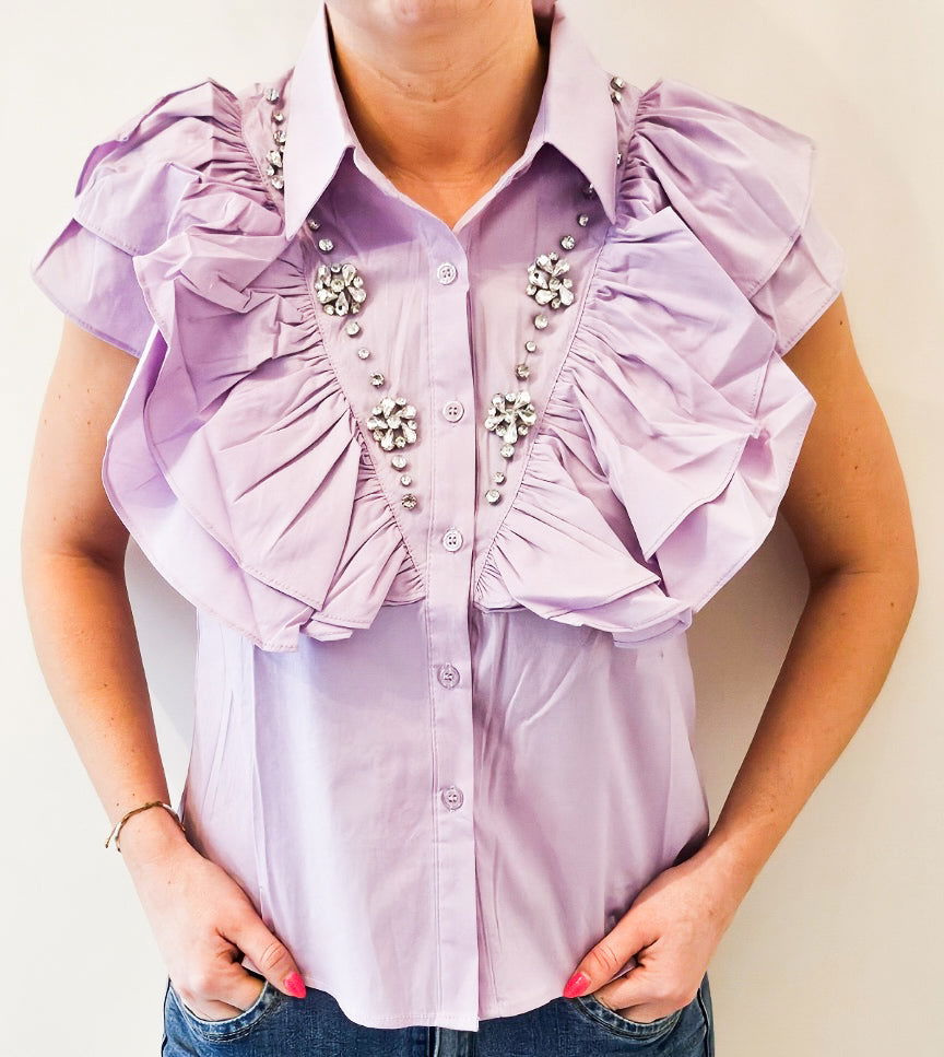 Chemise volant et strass - les precieuses