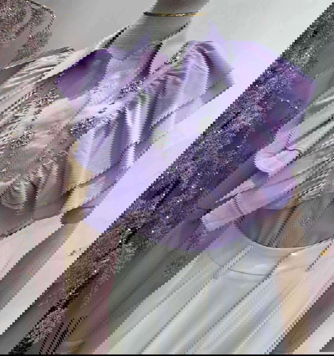 Chemise volant et strass - les precieuses