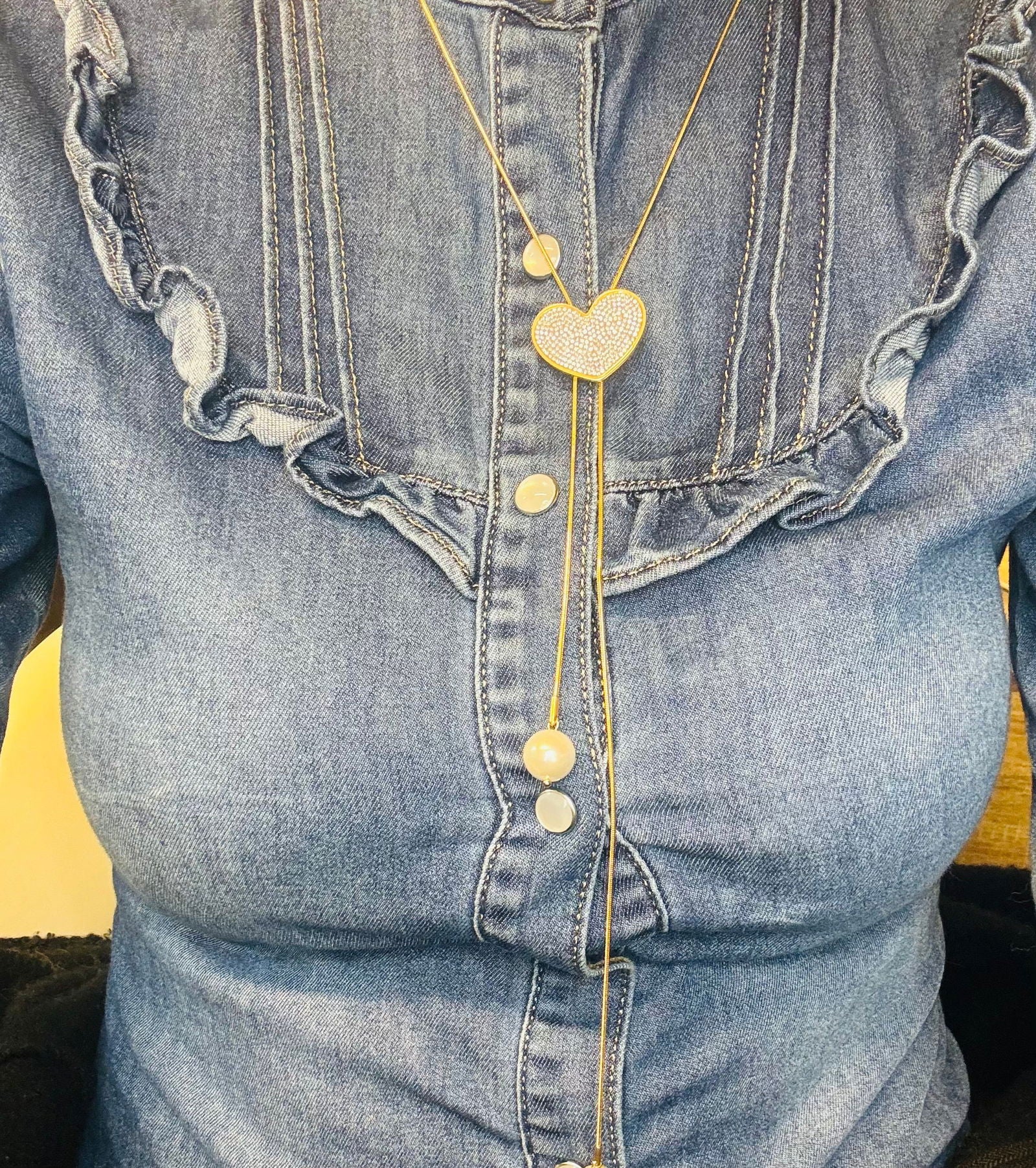 Collier sautoir ajustable cœur - les precieuses