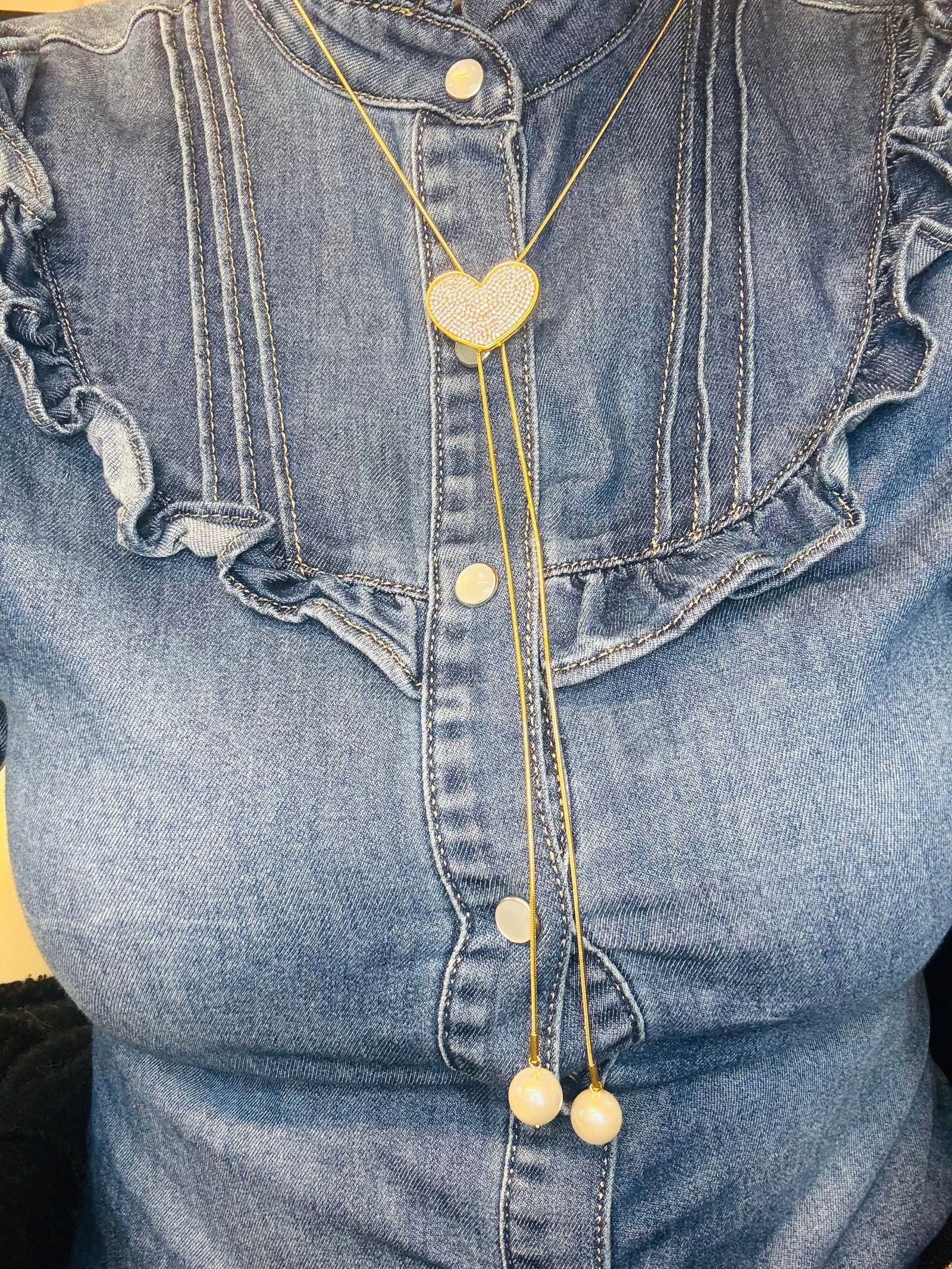 Collier sautoir ajustable cœur - les precieuses