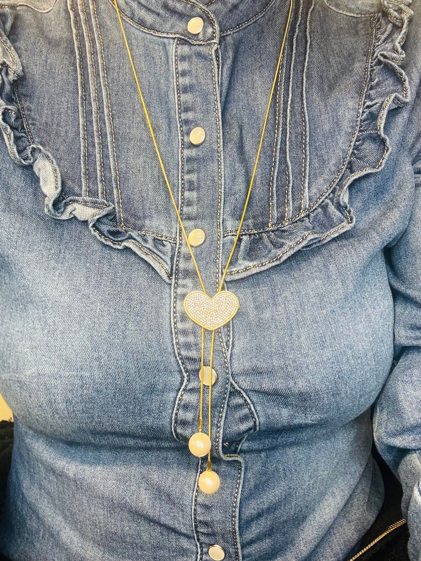 Collier sautoir ajustable cœur - les precieuses