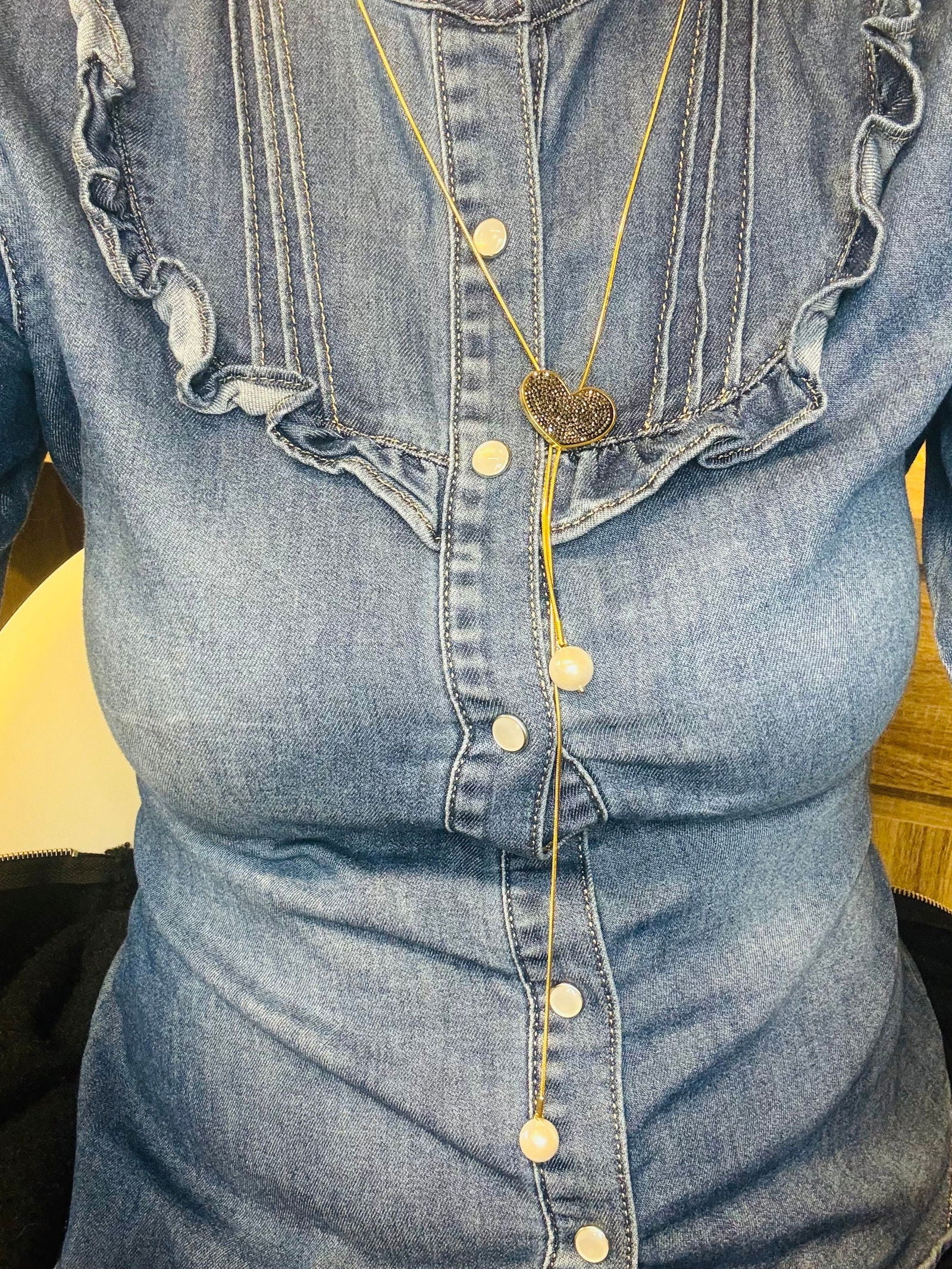 Collier sautoir ajustable cœur - les precieuses