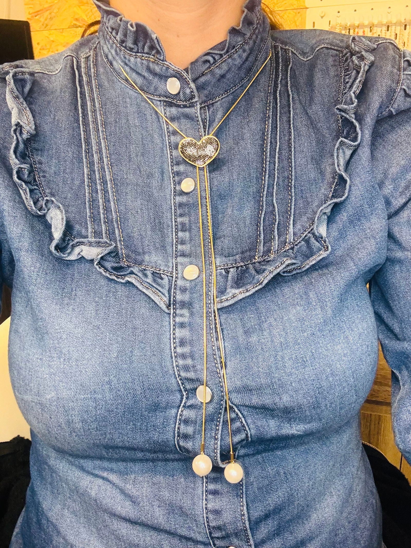 Collier sautoir ajustable cœur - les precieuses