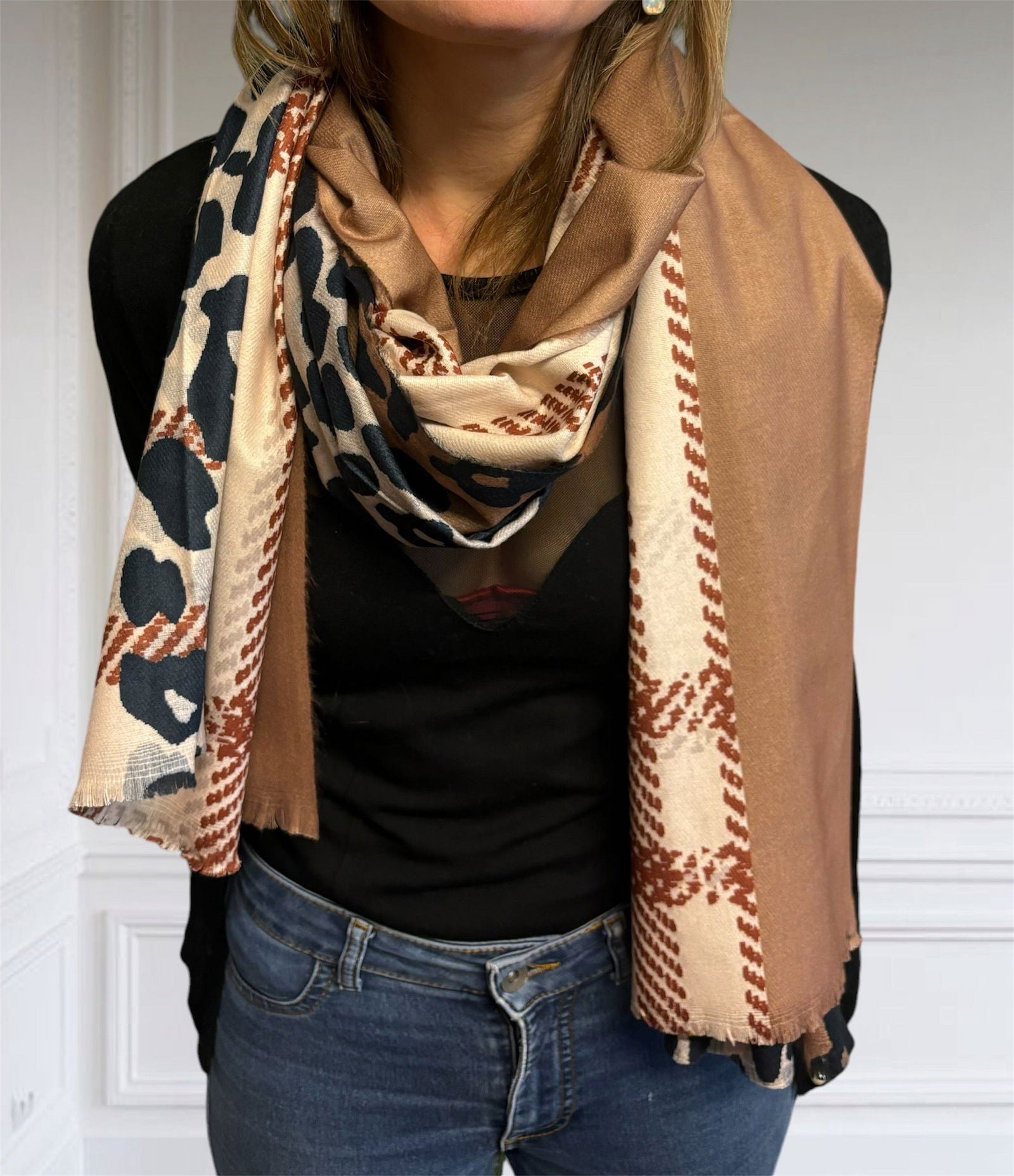 Foulard léopard et carreaux - les precieuses