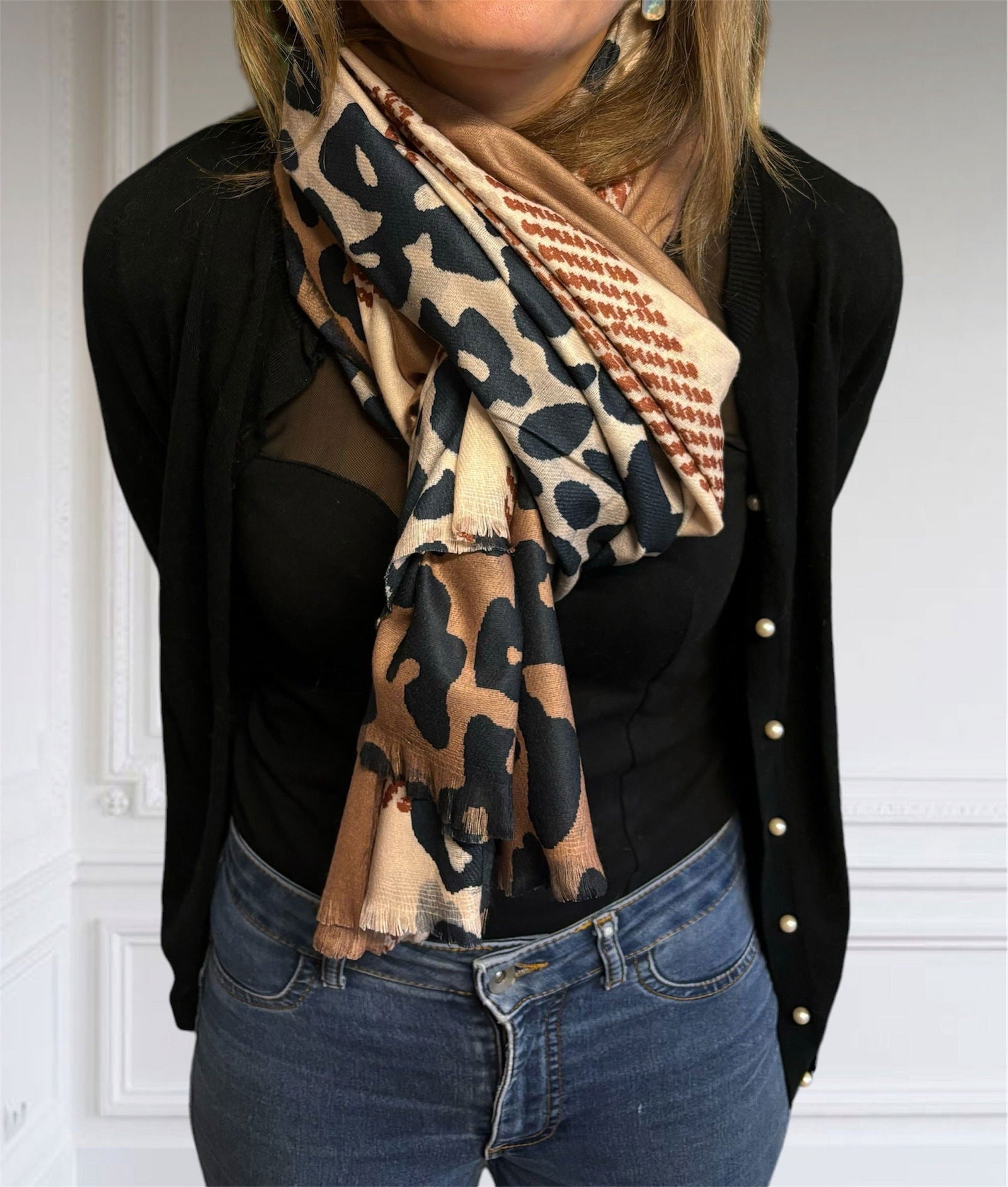 Foulard léopard et carreaux - les precieuses