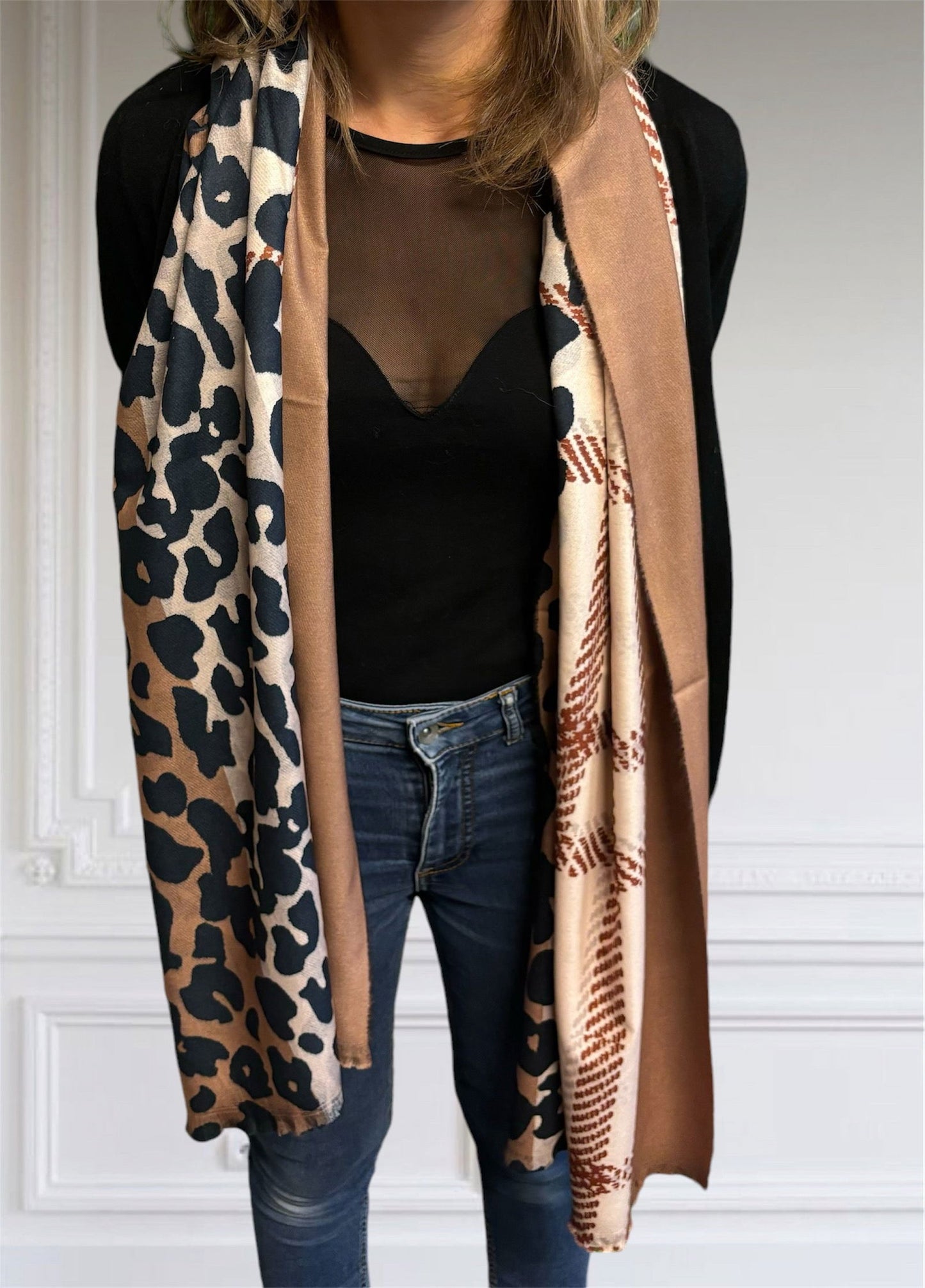 Foulard léopard et carreaux - les precieuses