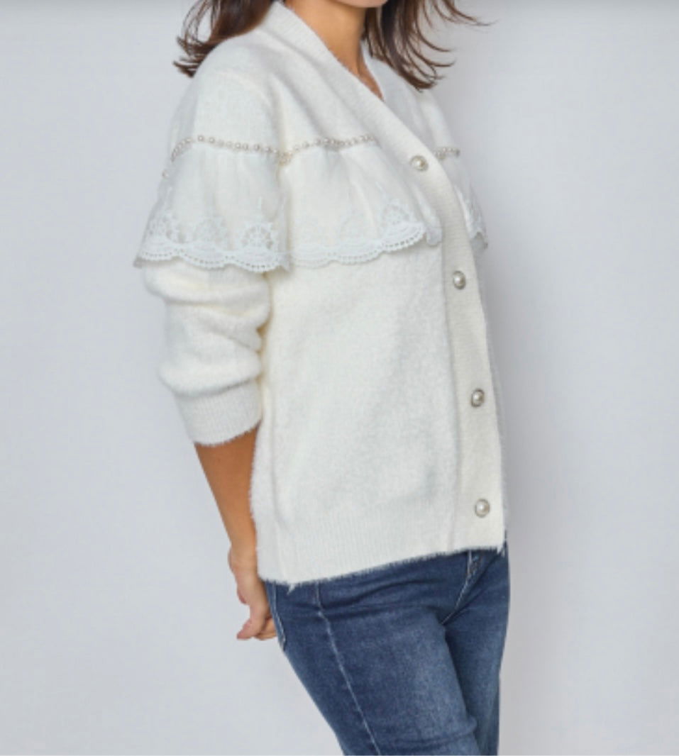 Gilet perles et dentelles - les precieuses