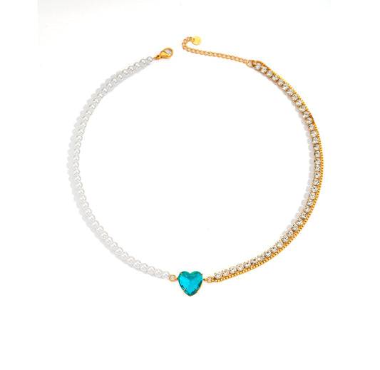 Collier cœur bleu les precieuses