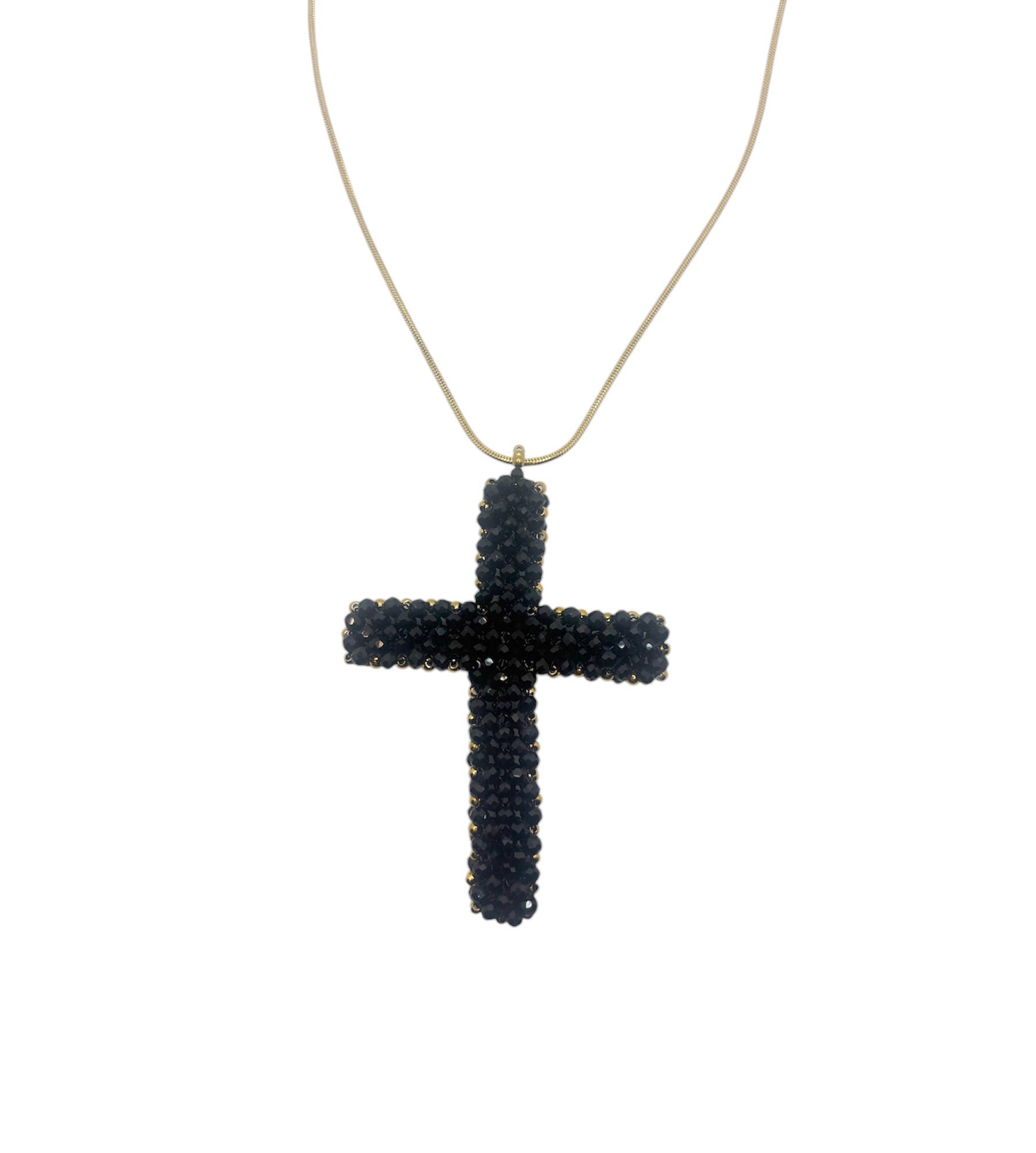 Sautoir croix noire les precieuses