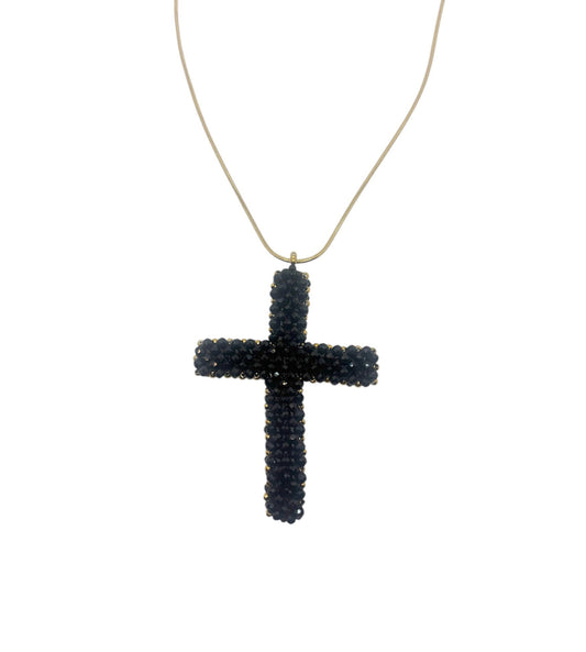 Sautoir croix noire les precieuses