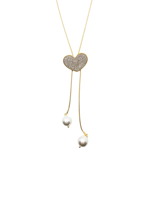 Collier sautoir ajustable cœur - les precieuses
