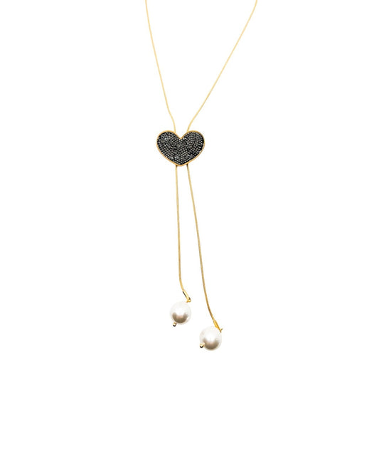 Collier sautoir ajustable cœur - les precieuses