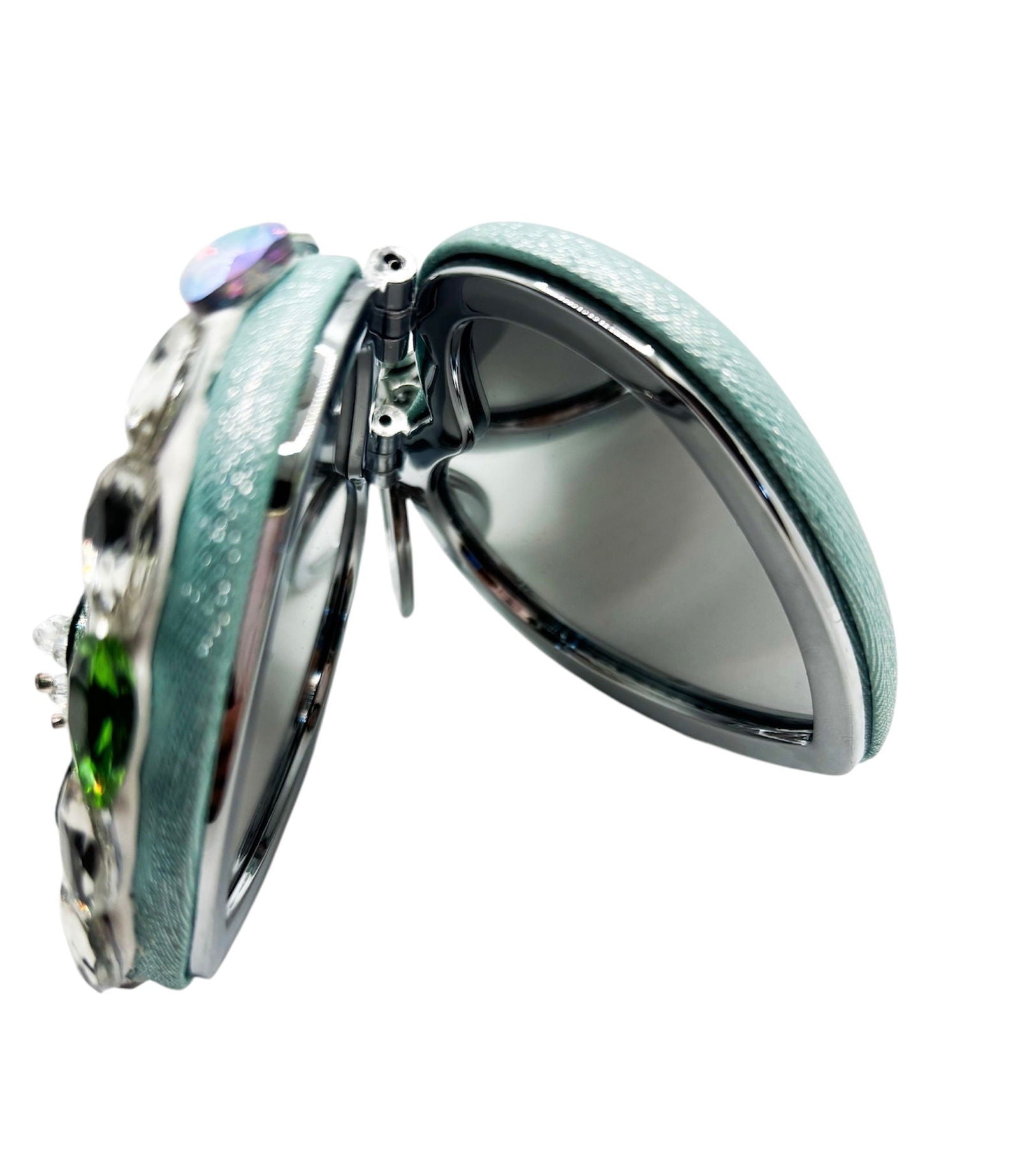 Porte-clé miroir fleur verte - les precieuses